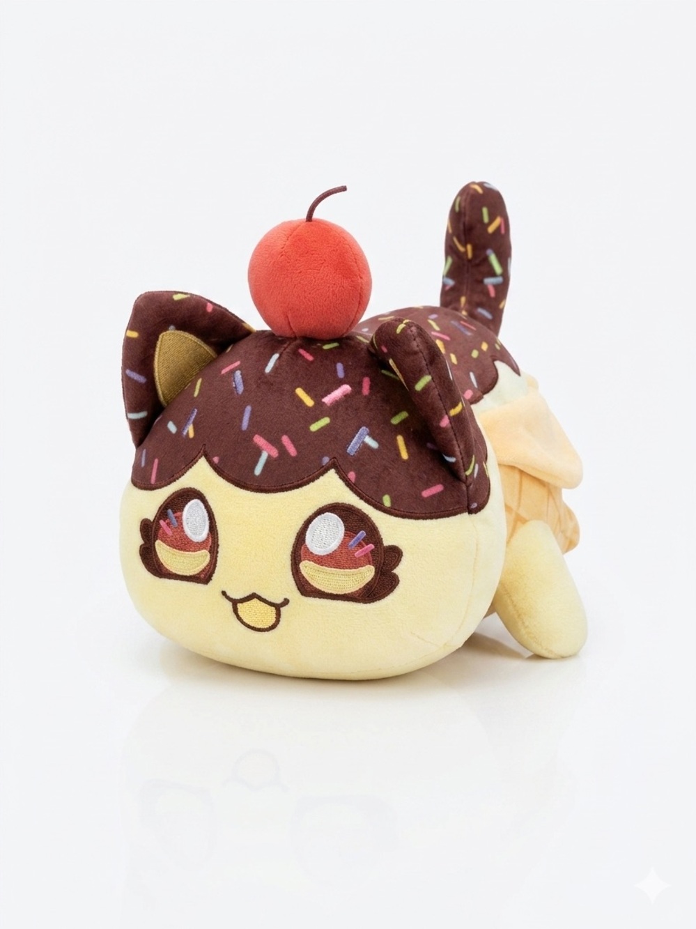 Aphmau Chocolate Ice Cream Cat Plush Stuffed Animal Sprinkle Cherry Cute Kawaii